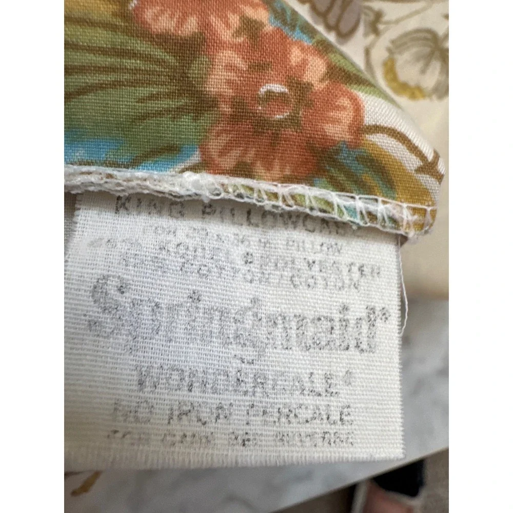 Vintage Springmaid Wondercale King Pillowcases Floral Chintz Set of 2 Cream 1075